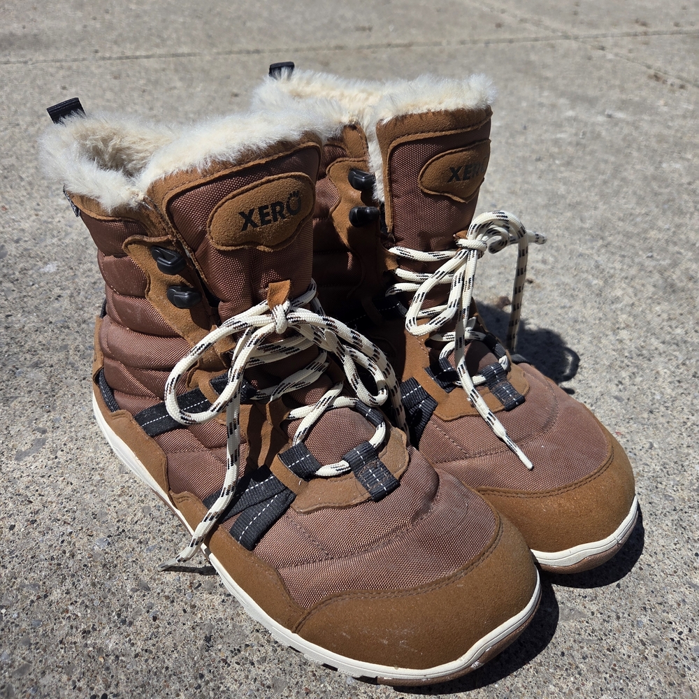 Xero Shoes Women's Brown Faux-Fur Alpine Winter Lace-Up Boots